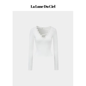 La lune Du ciel | Áo Thun Knit Kết Hợp Ren Gọn Người