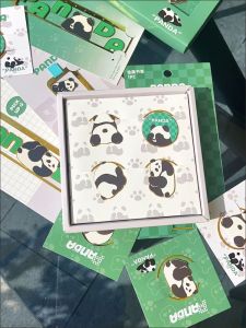 Cute Cartoon Panda Bookmarks Student Travel Souvenir Creative Cultural Gift Graduation Present round Diameter 3.6cm Copper Material