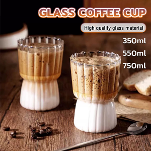 Talao Striped Glass Coffee Cup Transparent Water Cup For Juice Coffee Glass Mug
