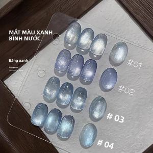 Sơn Móng Tay Gel Mắt Mèo Pha Lê Thủy Tinh Xanh Băng Giá PSK Shiny 1-8 Chiếc Trong Suốt Bán Trong Suốt Màu Xanh Dương Dùng Cho Nghệ Thuật Làm Móng Chuyên Nghiệp