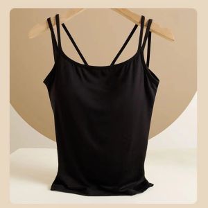 Ice Silk Built-in Bra Padded Tank Top Summer