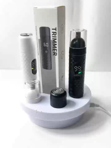 SLI กรรไกรเล็มขนจมูกแบบไฟฟ้าสำหรับผู้ชายกรรไกรกำจัดขนจมูกสำหรับผู้หญิงที่ถอดขนจมูกโกนหนวดทำความสะอาดรูจมูกแบบชาร์จไฟได้