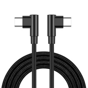 Right Angle USB C to USB C Cable 60W PD Fast Charging 90° Nylon Braided Type C Cord iPhone 16/17 Samsung Laptop Tablet Gaming