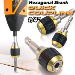 HOHODALINK 60mm Adaptor Mata Bor Quick Change Chuck Heksagonal 1/4 "Bits Nut Driver Konverter Cepat