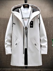 Áo Khoác Nam Ấm Áp Thời Trang Mùa Thu Đông Phong Cách Hàn Quốc Dài Vừa Phải Có Mũ Trùm Đầu Áo Khoác Ngoài Thường Ngày