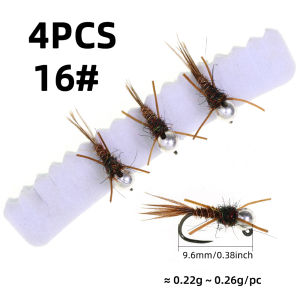 4PCS #14 #16 Silvery Tungsten Bead Head Fast Sinking Barbless Jig Nymph Fly Rubber Legs Pheasant Tail Artifical Fishing Lure