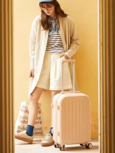 New Fashionable Womens Luggage Suitcase Durable Travel Bag with Combination Lock 20 Inch Universal Wheels ABS+PC Material