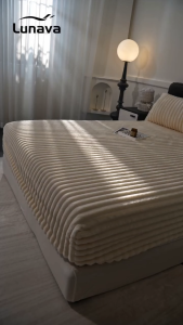 LUNAVA BedSheet Milk Velent Solid Color Bed Cover Thickened No Lukot No Gusot Bed Sheet Single/Double/Queen/King Size