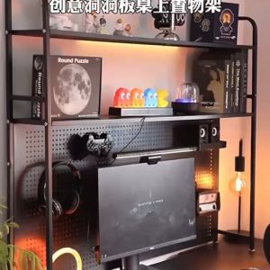 Heyman New 45" High-Quality Metal Desk Hutch with Pegboard Organizer and 2-Tier Shelf for Monitor and Book Storage