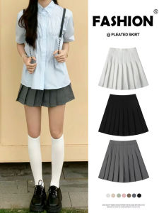 Gray Suit Style High Waist Pleated Skirt Womens Fashion College Wind Short Skirt Slimming A-Line Mini Skirt Polyester Blend