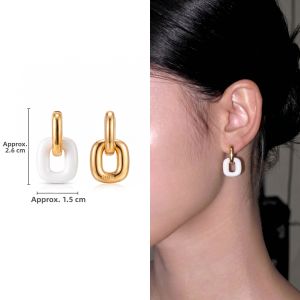 CAFFTI | Square White Enamel Earrings