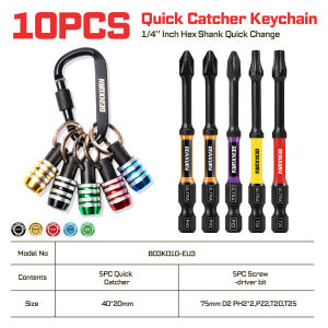 Geinxurn 10PCS Quick Catcher Keychain Set 1/4" Hex Quick-ChangePortable with Carabiner for DIY