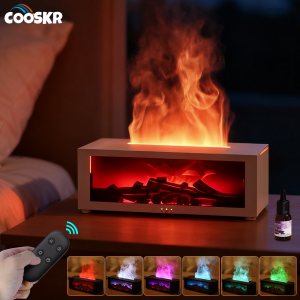 Flame Humidifier Aroma Diffuser Essential Oil Diffuser Aromatherapy Humidifier with Night Light Timed Function for Home Bedroom