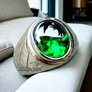 CINCIN BATU GREEN AQUAMARINE CUTTING BAWAH RING TITANIUM