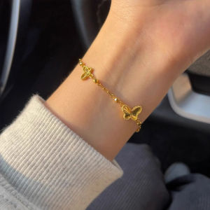 Elegant Butterfly Shaped Gold Plated Bracelet for Women Premium Quality Simulated Jewelry Fashionable Accessory Fresh Design