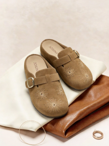 Josiny | Retro Slip-On Covered Toe Semi-Flat Soft Bottom Sandals
