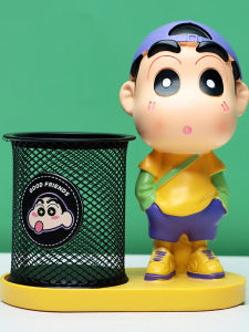 Cool Creative Student Storage Box Stationery Supplies Pencil Case Birthday Gift for Children Crayon Shinchan Resin Iron Art