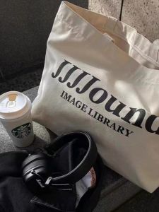 Jjjjound สไตล์ญี่ปุ่นอเนกประสงค์ Streetwear เรียบง่ายความจุขนาดใหญ่แฟชั่นใหม่กระเป๋าผ้าแคนวาสวินเทจสําหรับใช้ประจําวัน