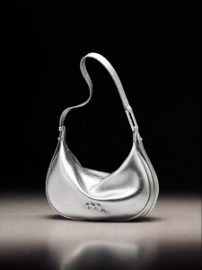 ITAMOOD | Silver Leather Womens Hobo Bag Crescent Shaped New Design