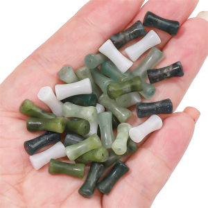 5 ชิ้นหินธรรมชาติลูกปัดข้อต่อไม้ไผ่หยกสะเก็ดแก้วสีทองลูกปัดหินอาเกตสำหรับสร้อยข้อมือ สร้อยคอ ต่างหู พวงกุญแจ เครื่องประดับทำ เครื่องเพชร DIY