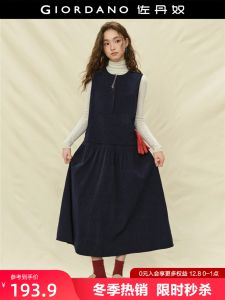 Designer Style Danlu Sleeveless Corduroy Dress Womens Autumn Winter round Neck Vest Dress Soft Polyester Fiber Knitted Skirt