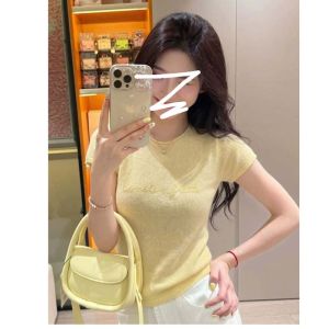 Youthful Pretty Yellow Letter Print Short Sleeve T-Shirt