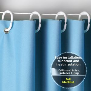 Magic Tape Curtains Full Cloth Adhesive Self-Adhesive Simple Installation No Drilling Required for Bay Windows Light Blocking