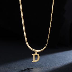 A-Z Alphabet Gold Plated Stainless Steel Pendant Necklace for Women Snake Chain Initial Letter Clavicle Necklaces Collar Jewelry