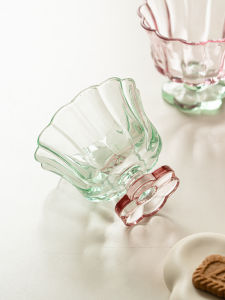 SHUANGYU | High Aesthetic Chinese Style Petal Glass Goblet for Women Dessert and Juice