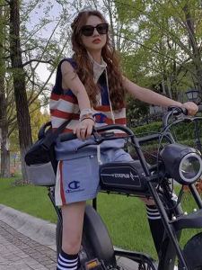 Bộ Đồ Hai Mảnh Champion Rainbow Dành Cho Nữ Mùa Hè Phong Cách Đường Phố Cổ Điển Mỹ Không Tay Quần Short Sọc Dễ Thương