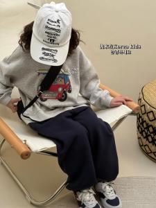 Stylish Long Sleeve Sweatshirt for Girls Boys Cartoon Print Spring Fashion Kids Clothing Top Trendy Polyester Cotton Blend