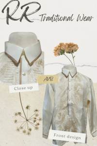 Modern Barong Traditional Wear w/ lining and pipping in collar Random Design