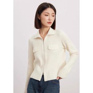 New Stylish French Chic Double Zip Knit Sweater