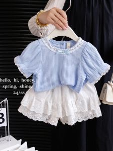 Bộ Quần Áo Mùa Hè Phong Cách Nhỏ Cho Bé Gái Áo Thun và Quần Shorts