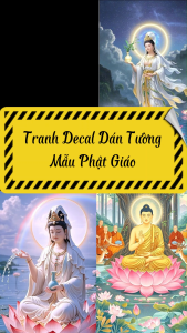 Tranh Dán Tường 3D Decal Dán Tường Tượng Bà Quan Âm Kích Thước Đa Dạng