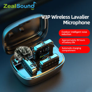 Zealsound V3Pro ไมโครโฟนสำหรับ iPhone แอนดรอยด์ไร้สายลาวาเลียร์มืออาชีพพร้อมเคสชาร์จสำหรับวิดีโอสัมภาษณ์พ็อดคาสท์ Vlog