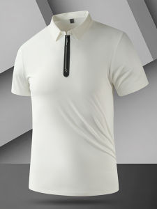 CHAFEI | Ice Silk Half-Zip Collar Short Sleeve T-Shirt