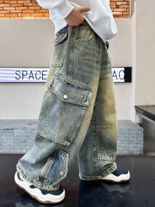 Quần Jeans Công Sở Ống Rộng Cho Bé Nam Quần Jeans Denim Ống Thẳng Cho Trẻ Em Cỡ Lớn Thời Trang Mùa Xuân Thu