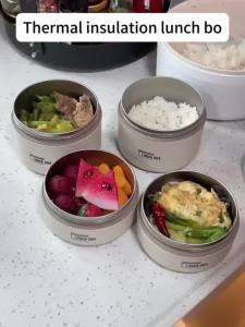 Insulated Bento Box w/Bag Food Thermal lunch Box 304 Stainless Steel Leak-Proof Portable Insulated Food Container Keeps Food Hot Microwave Safe