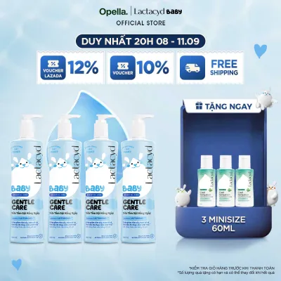 Bộ 4 Sữa Tắm Gội Trẻ Em Lactacyd Baby Gentle Care Bảo Vệ Dịu Nhẹ Cho Làn Da Nhạy Cảm 500ml