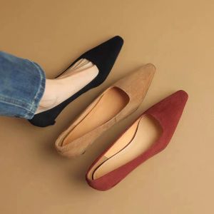 Lamb Skin Womens Single Shoes Spring Autumn Slimming Comfortable Small Heel Work Shoes Professional Soft Leather Mouth
