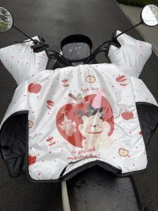 Thickened Dog Electric Vehicle Windshield Cover Waterproof Cold Proof Rainproof Winter New Model Large Size PU Outer Layer Cute Cartoon Pattern