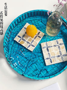 Colorful Shell round Tray Luxury Hotel High End Dessert Storage Fruit Plate Creative Tea Set Display Plate Dining Utensils