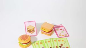 Children Pretend Play Kitchen Wooden Toys Hamburger Sandwich Simulation Food Matching Games Montessori Educational Stacking Toy