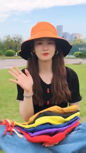 B1T1 Double-sided Korean Plain Bucket Hat Summer Hat Beach Hat For Women