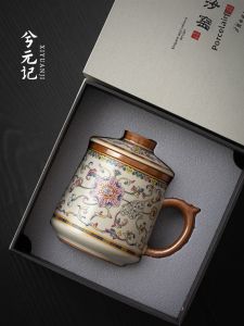 XIYUANJI | Tách Trà Hoa Sen Reticulated Có Lọc Gốm Dùng Văn Phòng