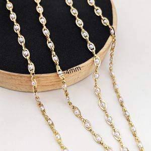 DIY Golden Pearl Handmade Chain Necklace Jewelry Accessories out Pearl Mother of Pearl New Fashion Jewelry Chain