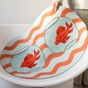 Thảm Phòng Tắm Dày Bằng Bùn Giun Silicon Màu Vàng Hai Con Cá Vàng Thảm Chống Trượt Cấp a Thảm Chống Thấm Nước Thảm Sàn Phòng Tắm Sang Trọng