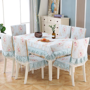 ผ้าปูโต๊ะอาหารสไตล์ยุโรปชุดเบาะเก้าอี้สตูลผ้าคลุมเก้าอี้ใช้ในบ้านพนักพิงเบาะนั่งสไตล์นอร์ดิกทรงสี่เหลี่ยมผืนผ้าเรียบง่าย