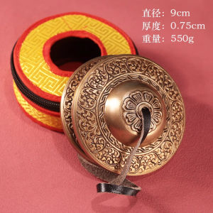 Nepal Pure Copper Finger Cymbals Eight Auspicious Symbols Handmade Ding Xia Percussion Instrument Collision Bell Tibetan Tantra Traditional Musical Instrument Bell Cymbals